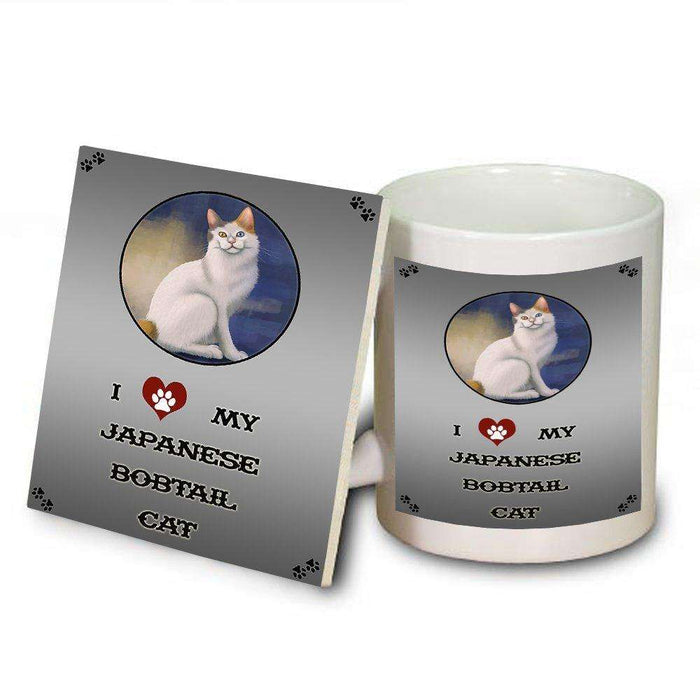 I Love My Japanese Bobtail Cat Mug and Coaster Set