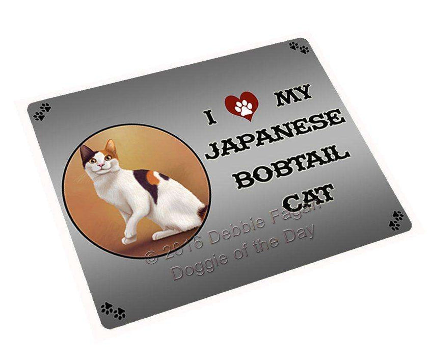 I Love My Japanese Bobtail Cat Tempered Cutting Board
