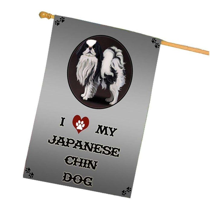 I Love My Japanese Chin Dog House Flag