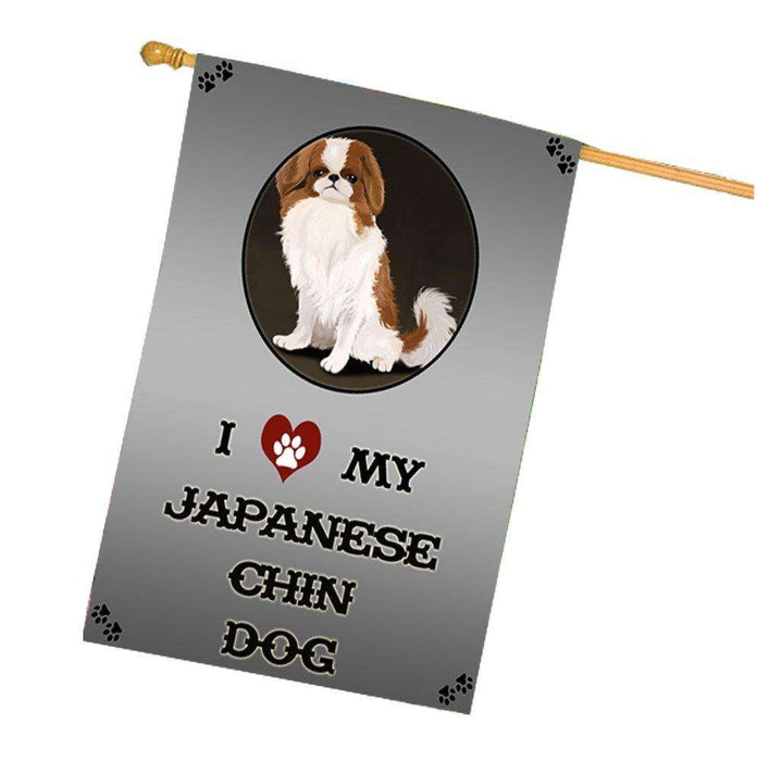 I Love My Japanese Chin Dog House Flag