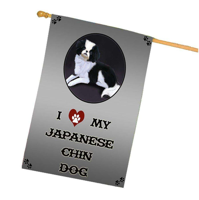 I Love My Japanese Chin Dog House Flag