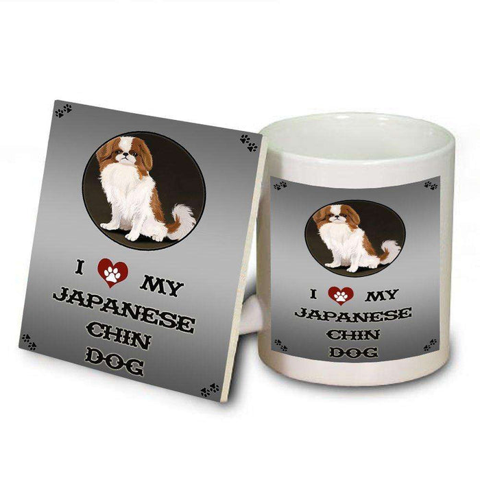 I Love My Japanese Chin Dog Mug and Coaster Set