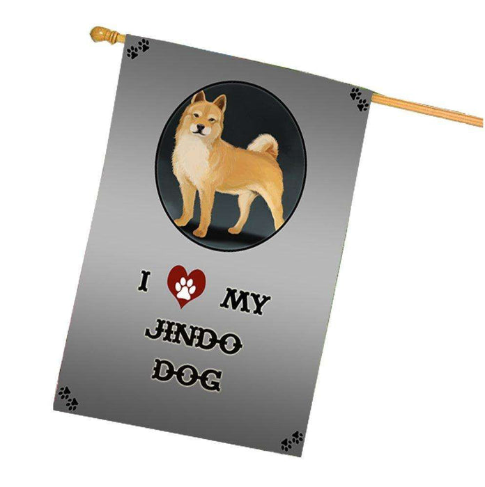 I Love My Jindo Dog House Flag