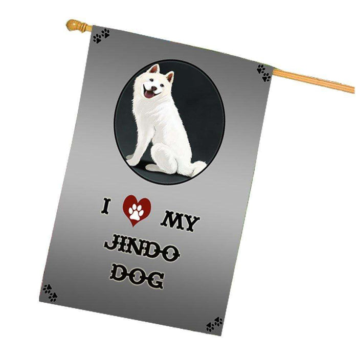 I Love My Jindo Dog House Flag