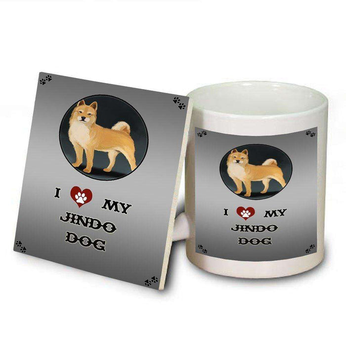 I Love My Jindo Dog Mug and Coaster Set