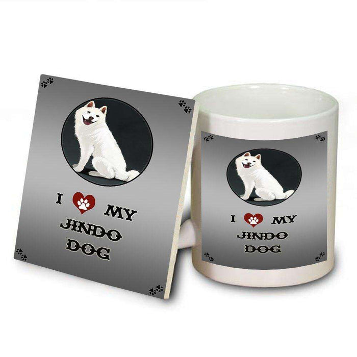 I Love My Jindo Dog Mug and Coaster Set