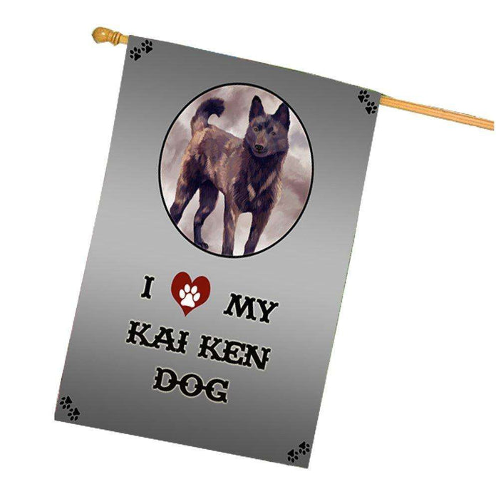 I Love My Kai Ken Dog House Flag