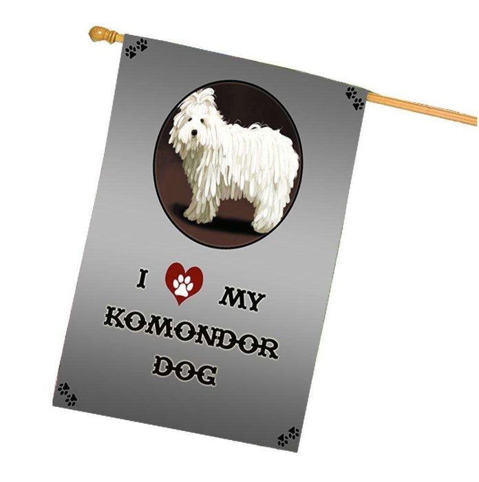I Love My Komondor Dog House Flag