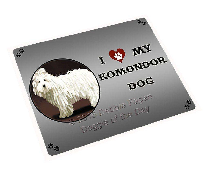 I Love My Komondor Dog Tempered Cutting Board