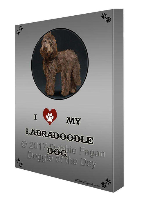 I Love My Labradoodle Brown Dog Canvas Wall Art D351