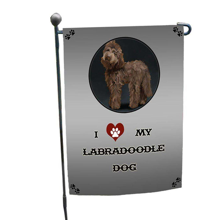 I Love My Labradoodle Brown Dog Garden Flag