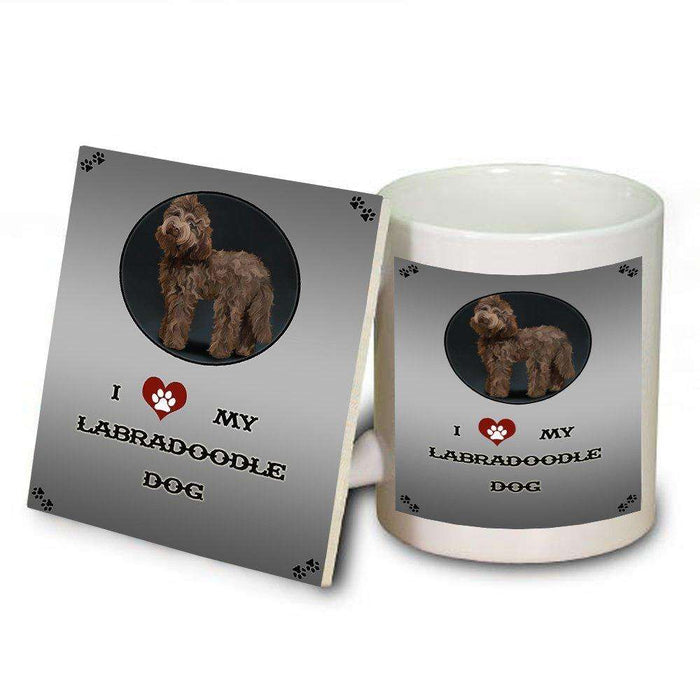 I Love My Labradoodle Brown Dog Mug and Coaster Set