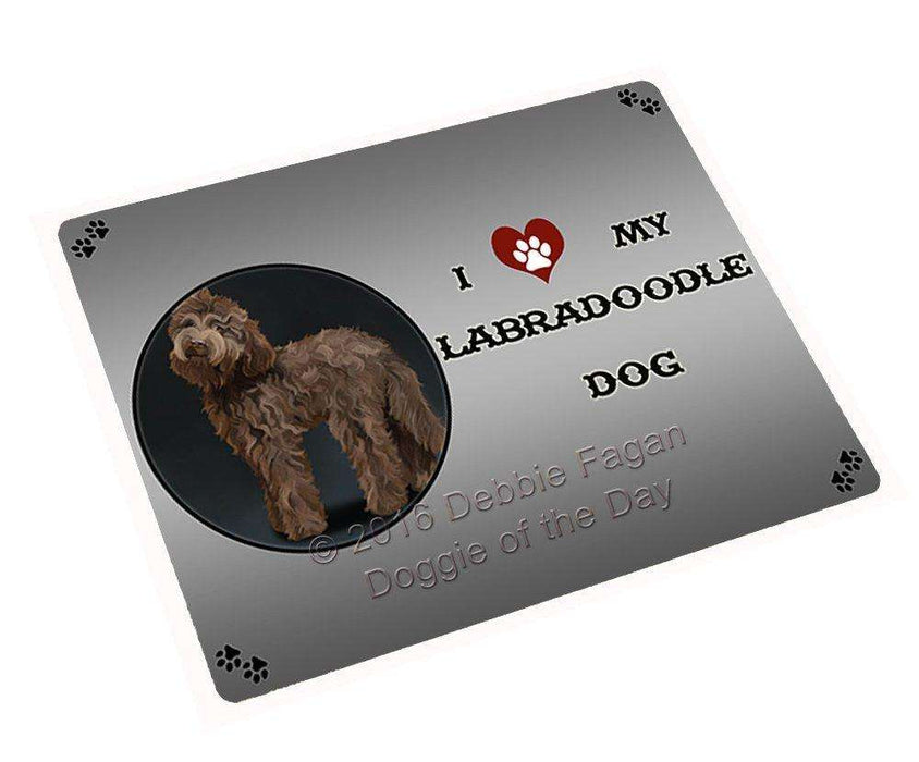 I Love My Labradoodle Brown Dog Tempered Cutting Board
