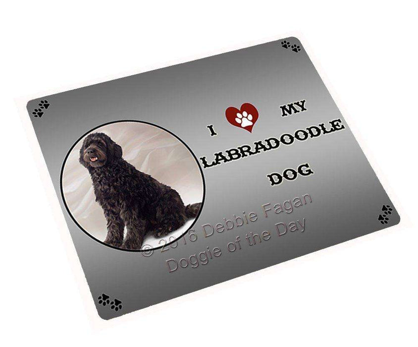 I Love My Labradoodle Dog Tempered Cutting Board