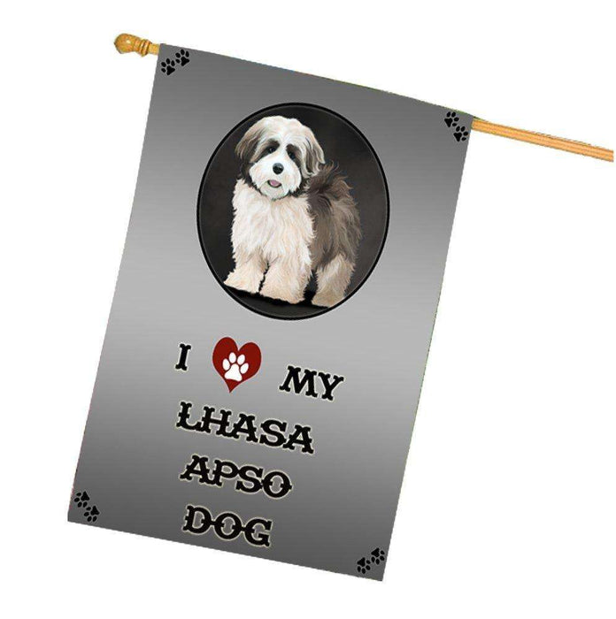 I Love My Lhasa Apso Dog House Flag