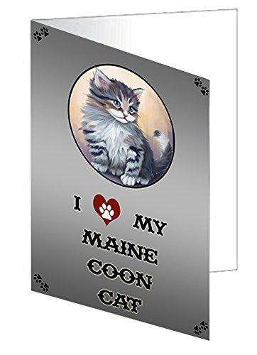 I love My Maine Coon Cat Handmade Artwork Assorted Pets Greeting Cards and Note Cards with Envelopes for All Occasions and Holiday Seasons