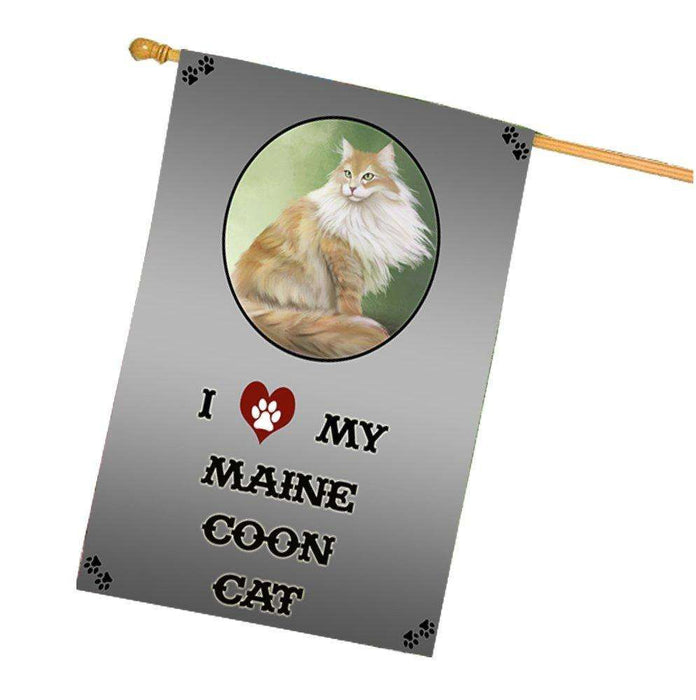 I Love My Maine Coon Cat House Flag