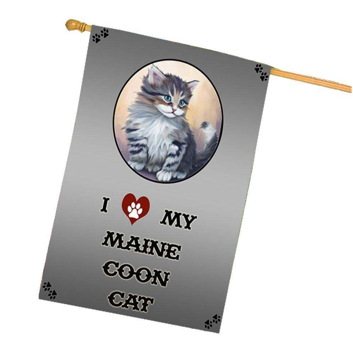 I Love My Maine Coon Cat House Flag