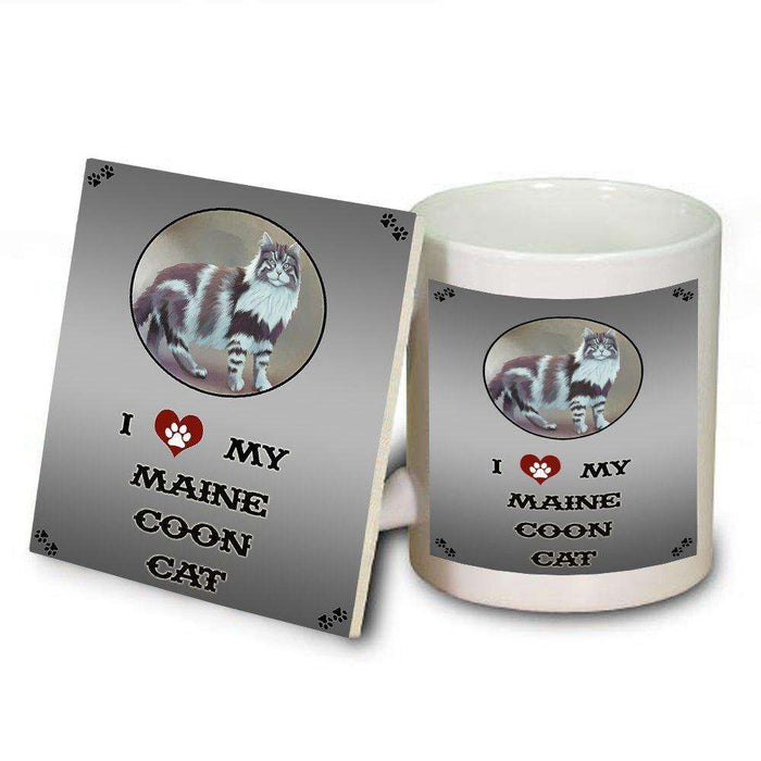 I Love My Maine Coon Cat Mug and Coaster Set
