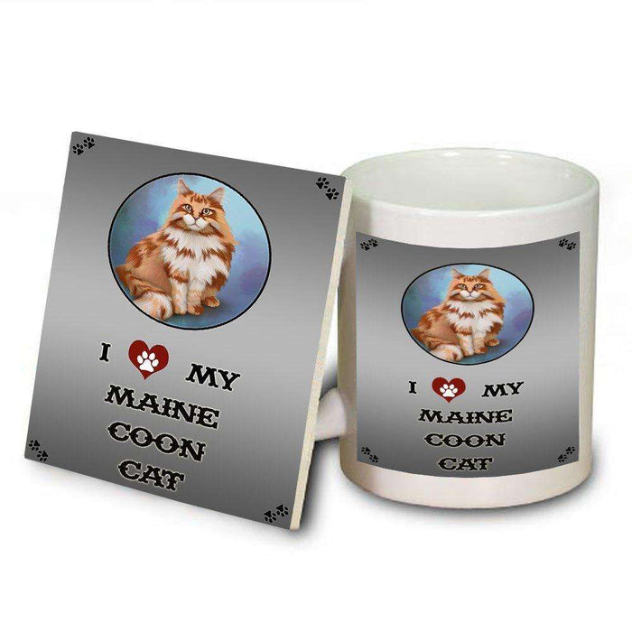 I Love My Maine Coon Cat Mug and Coaster Set