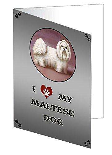 I Love My Maltese Dog Handmade Artwork Assorted Pets Greeting Cards and Note Cards with Envelopes for All Occasions and Holiday Seasons