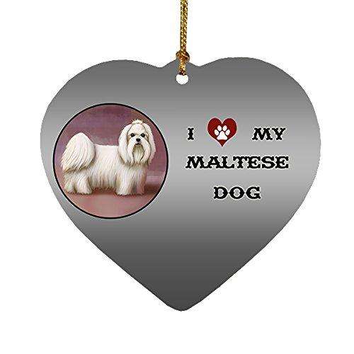 I Love My Maltese Dog Heart Christmas Ornament