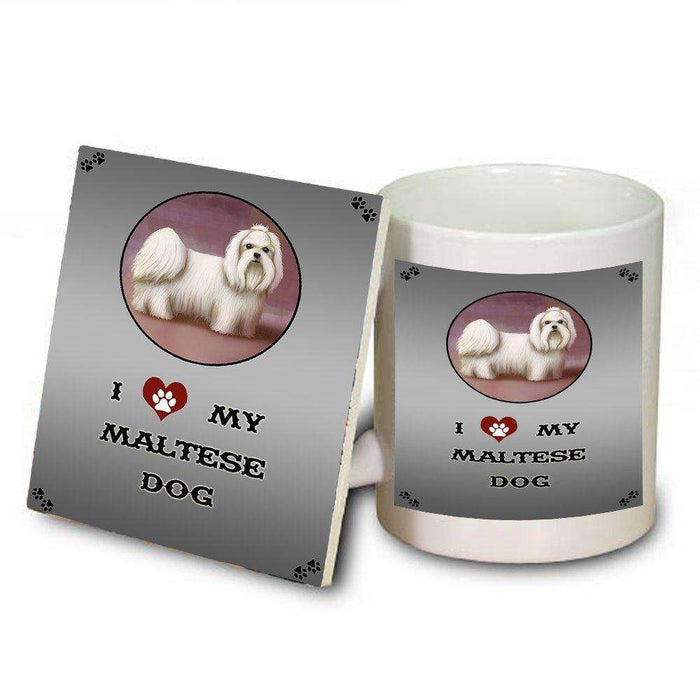 I Love My Maltese Dog Mug and Coaster Set