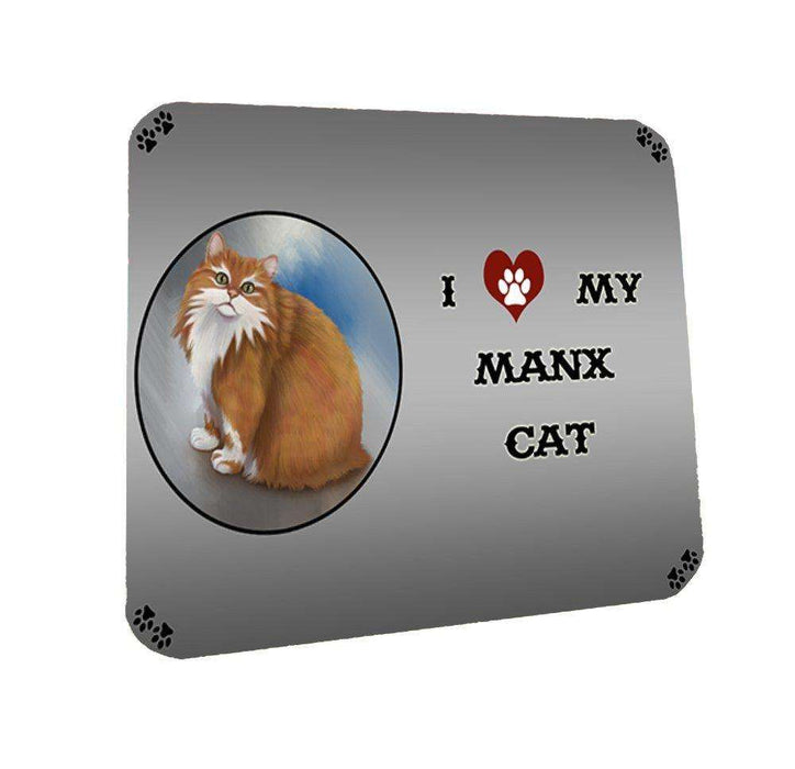 I Love My Manx Cat Coasters Set of 4