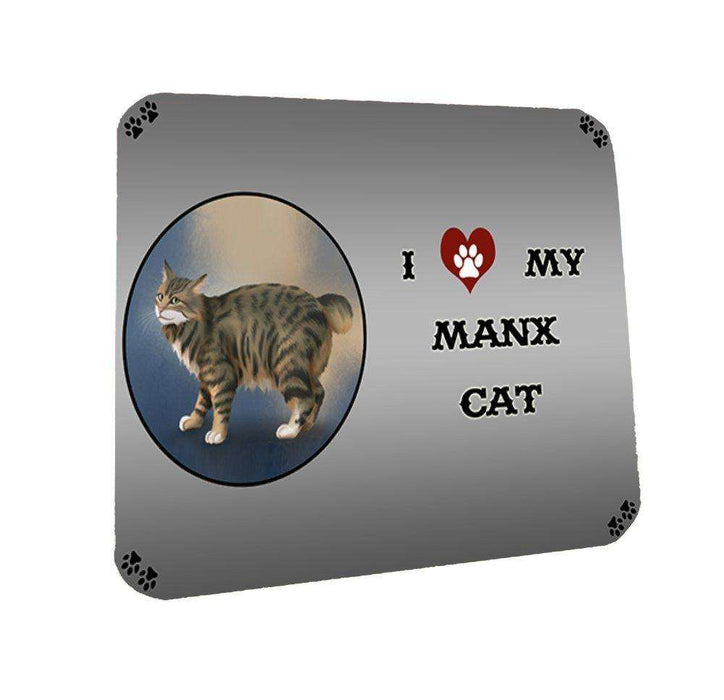 I Love My Manx Cat Coasters Set of 4