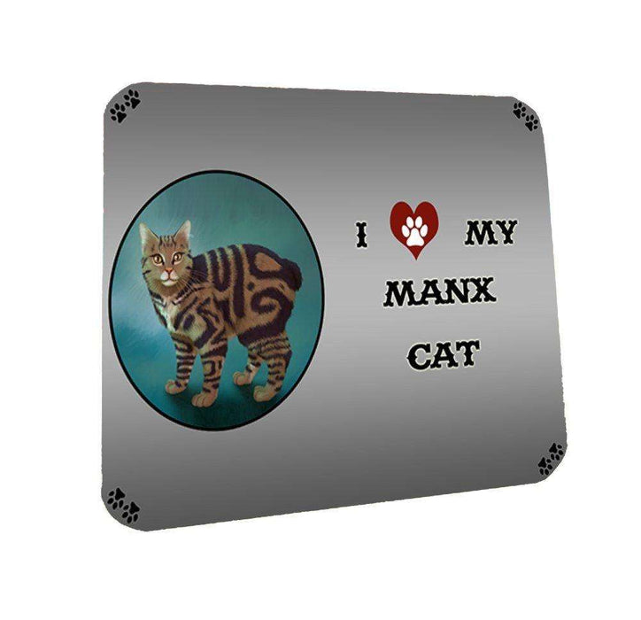 I Love My Manx Cat Coasters Set of 4
