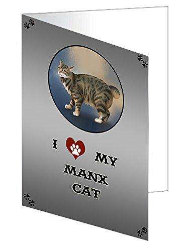 I Love My Manx Cat Handmade Artwork Assorted Pets Greeting Cards and Note Cards with Envelopes for All Occasions and Holiday Seasons