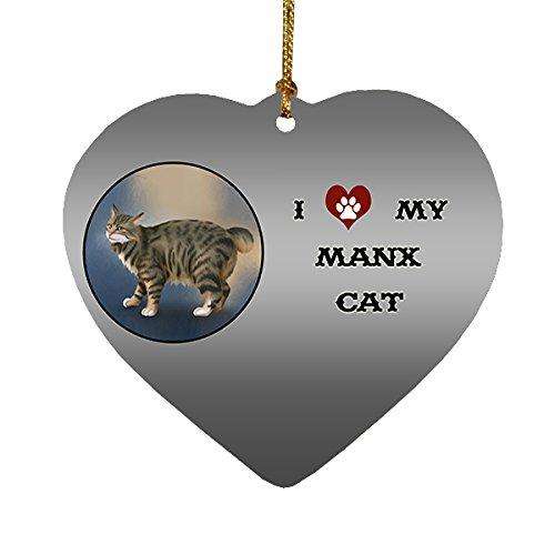 I Love My Manx Cat Heart Christmas Ornament