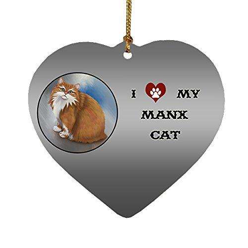 I Love My Manx Cat Heart Christmas Ornament