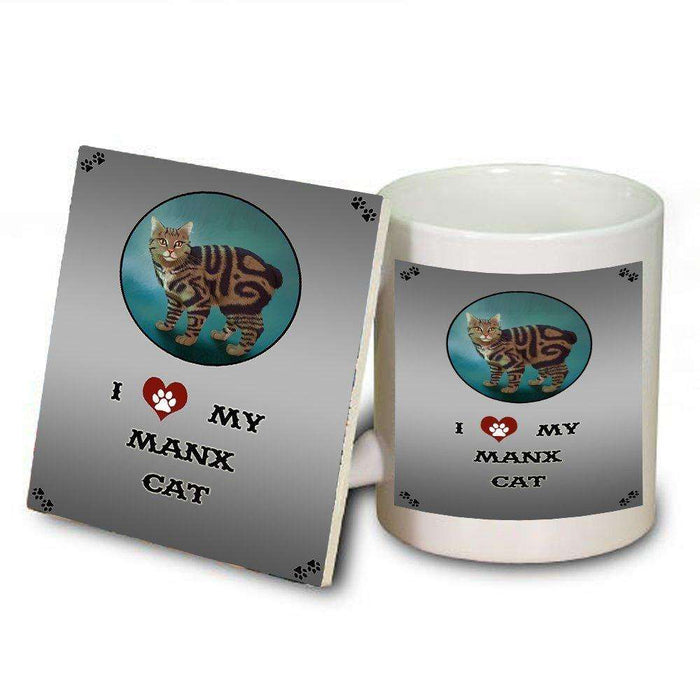 I Love My Manx Cat Mug and Coaster Set