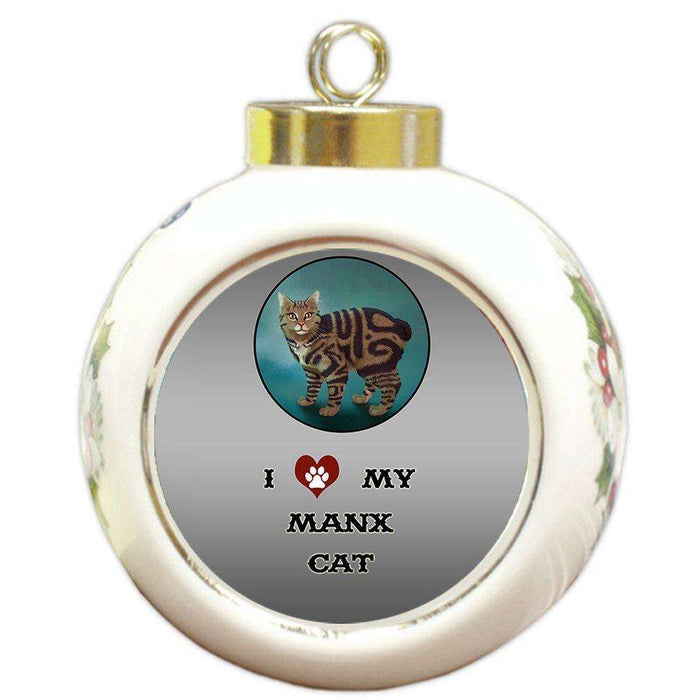 I Love My Manx Cat Round Ball Christmas Ornament
