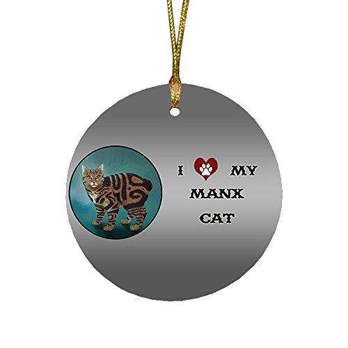 I Love My Manx Cat Round Christmas Ornament