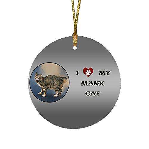 I Love My Manx Cat Round Christmas Ornament
