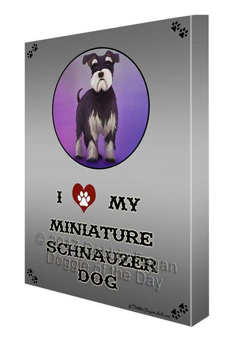 I Love My Miniature Schnauzer Dog Canvas Wall Art D170