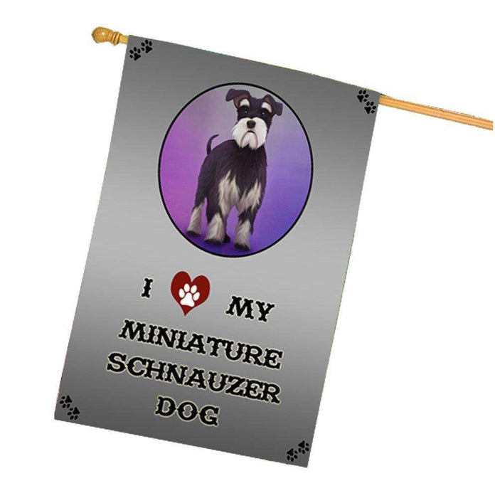 I Love My Miniature Schnauzer Dog House Flag