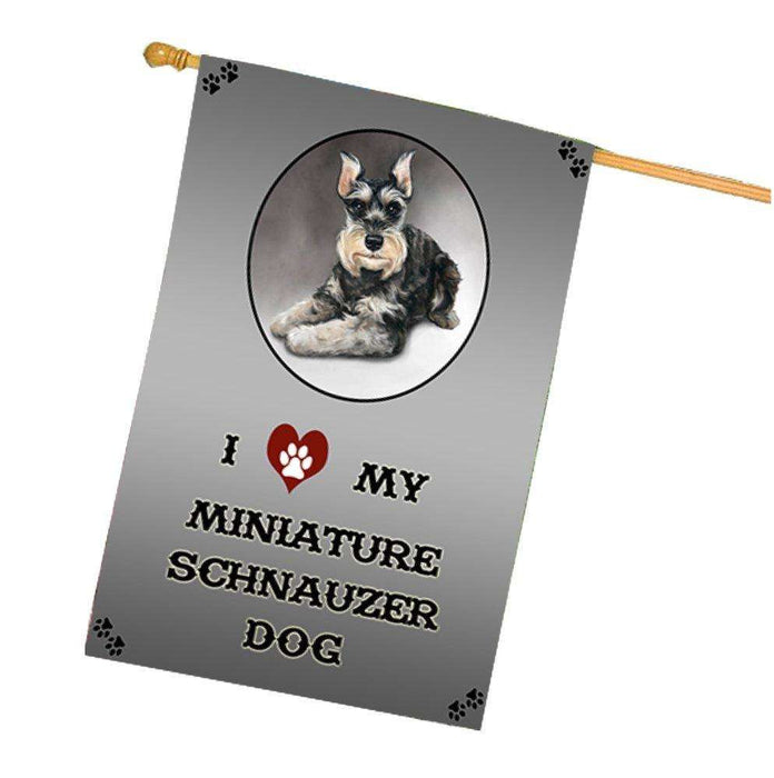 I Love My Miniature Schnauzer Dog House Flag