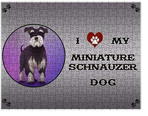 I Love My Miniature Schnauzer Dog Puzzle with Photo Tin