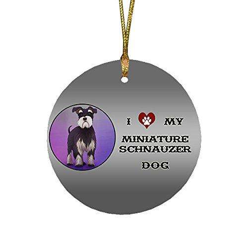 I Love My Miniature Schnauzer Dog Round Christmas Ornament