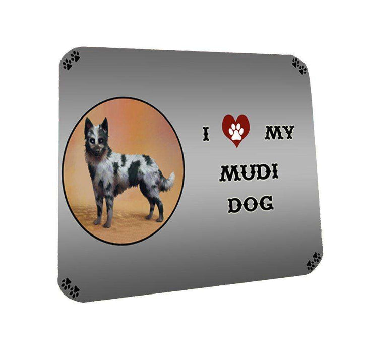 I Love My Mudi Dog Coasters Set of 4