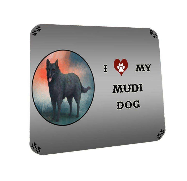 I Love My Mudi Dog Coasters Set of 4