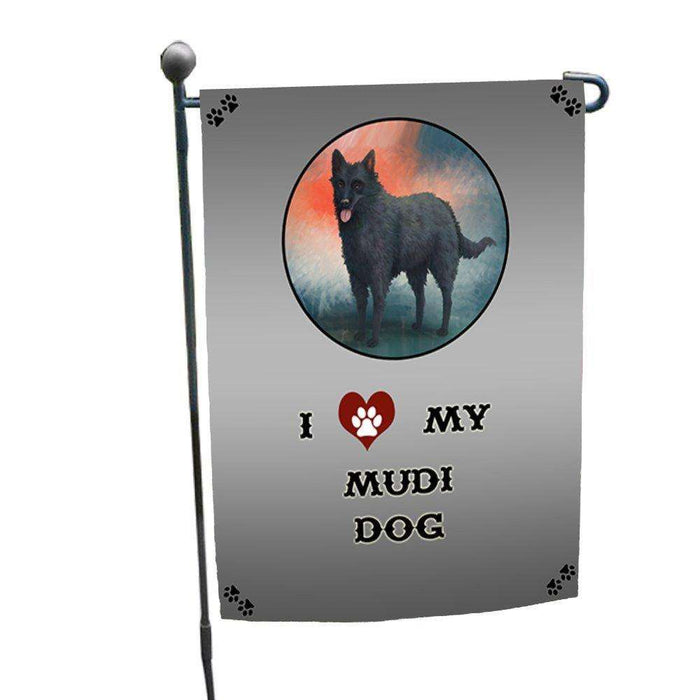 I Love My Mudi Dog Garden Flag