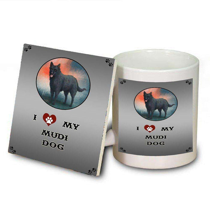 I Love My Mudi Dog Mug and Coaster Set