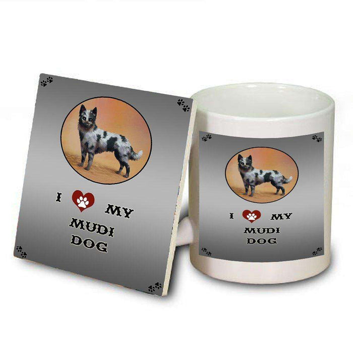 I Love My Mudi Dog Mug and Coaster Set