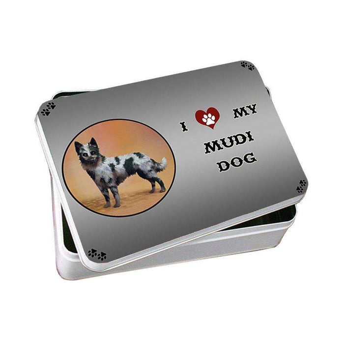 I Love My Mudi Dog Photo Storage Tin