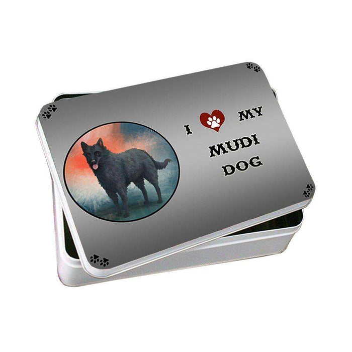 I Love My Mudi Dog Photo Storage Tin