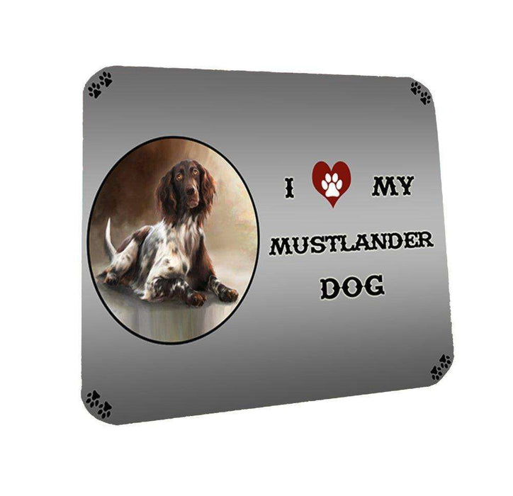 I Love My Mustlander Dog Coasters Set of 4